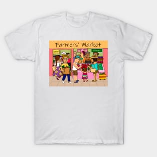 Farmers market grocery store. Healthy fresh food eating concept. T-Shirt